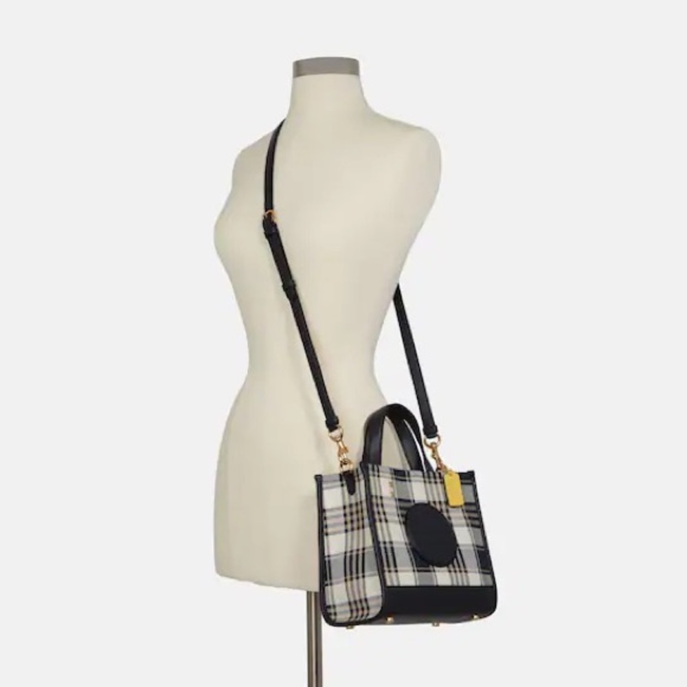 Coach Dempsey Tote 22 With Garden Plaid Print And Coach Patch Crossbody Midnight - Picture 13 of 13